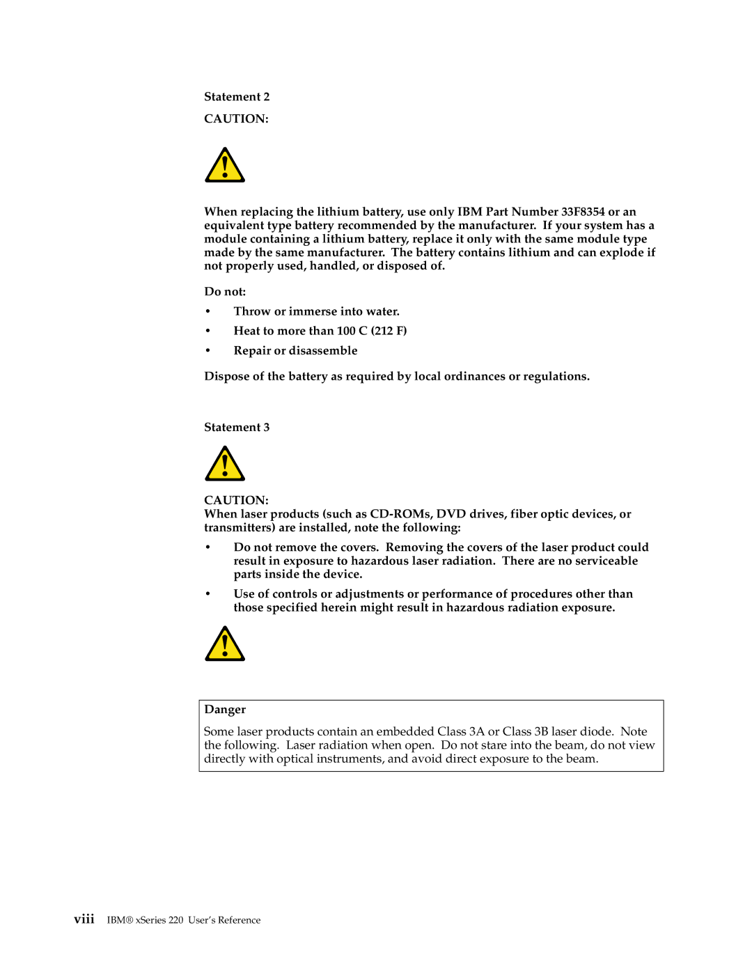 IBM manual Viii IBM xSeries 220 User’s Reference 