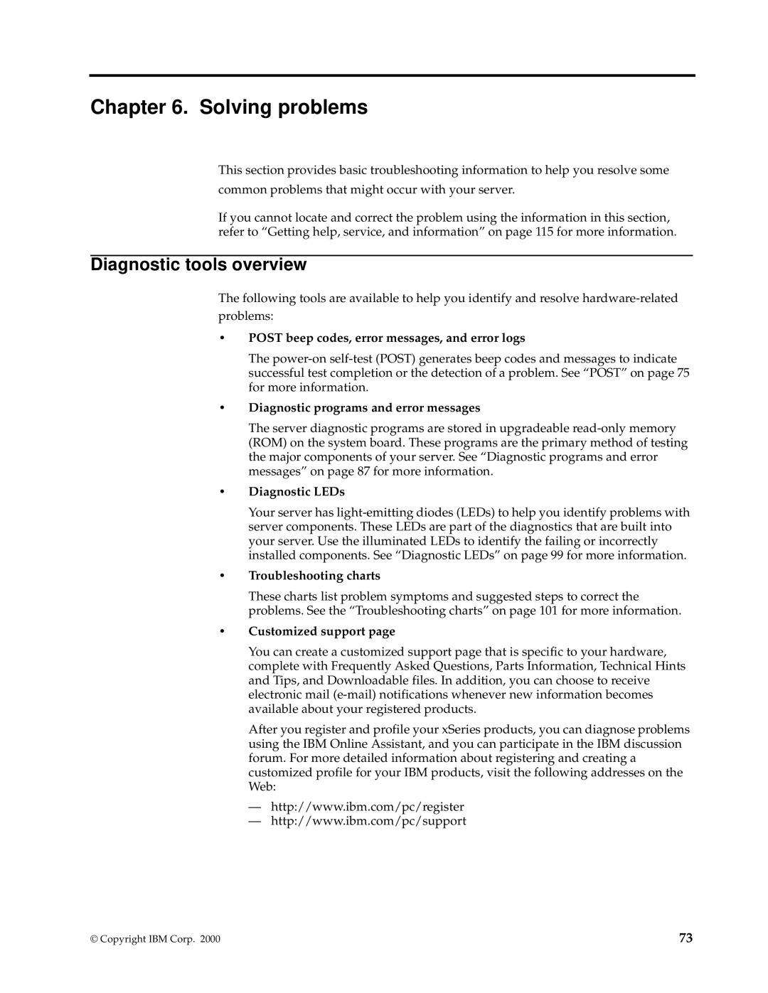 IBM 220 manual Diagnostic tools overview 