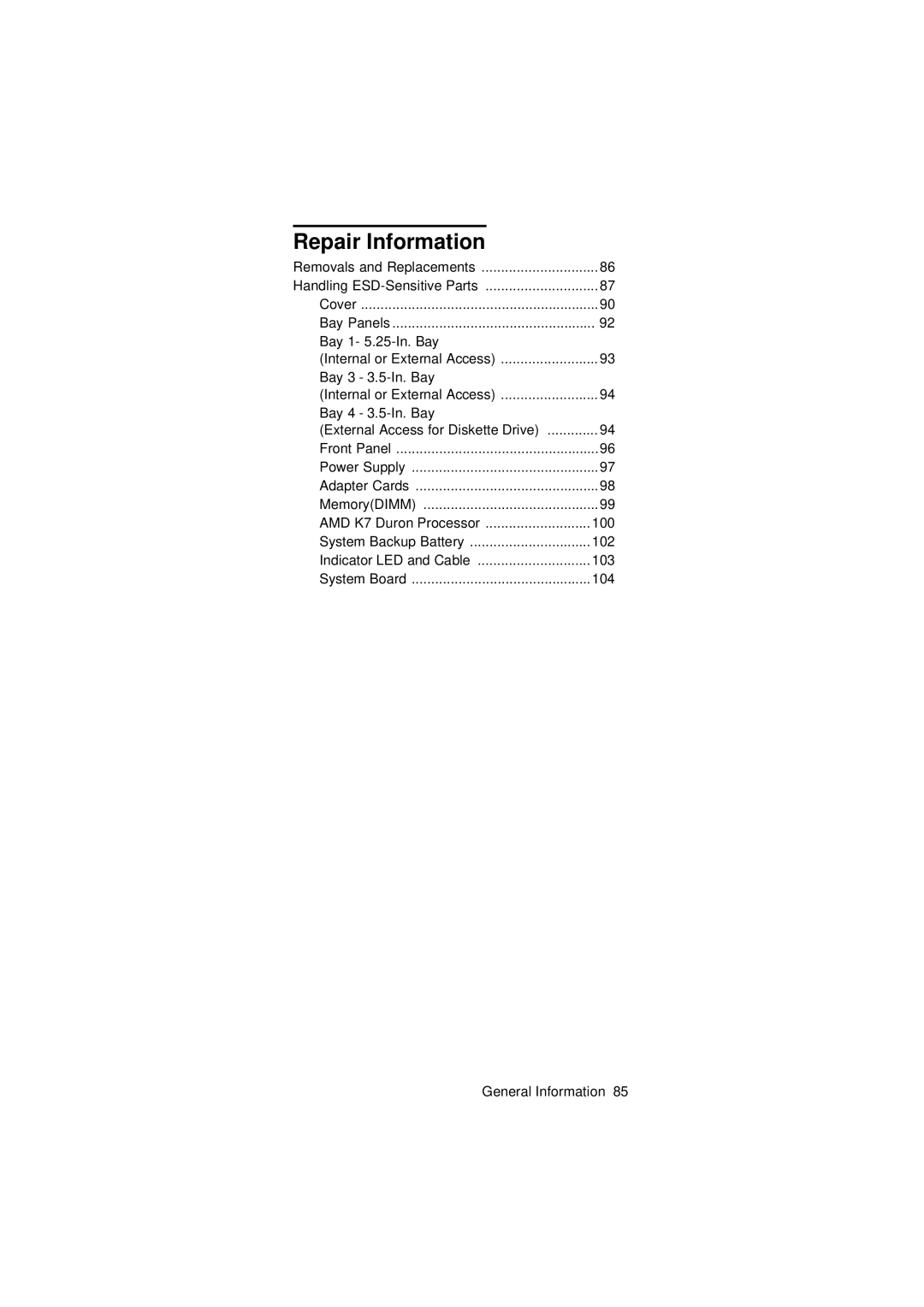 IBM 2274 manual Repair Information 