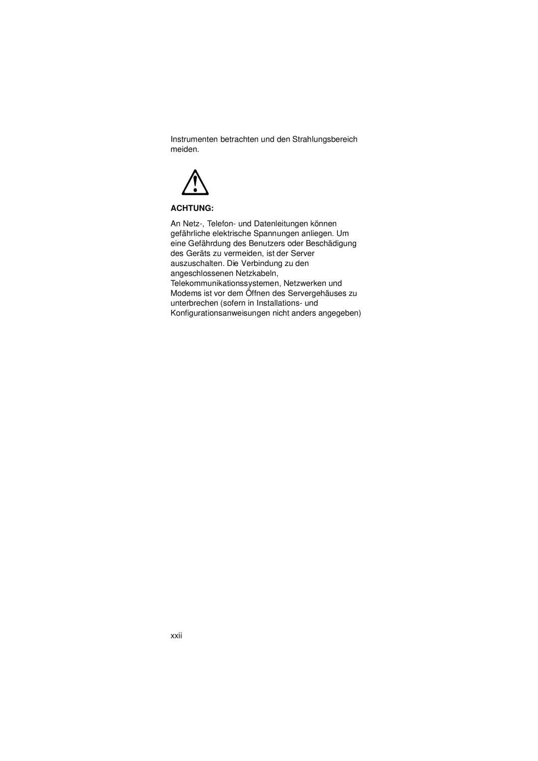 IBM 2274 manual Instrumenten betrachten und den Strahlungsbereich meiden, Xxii 