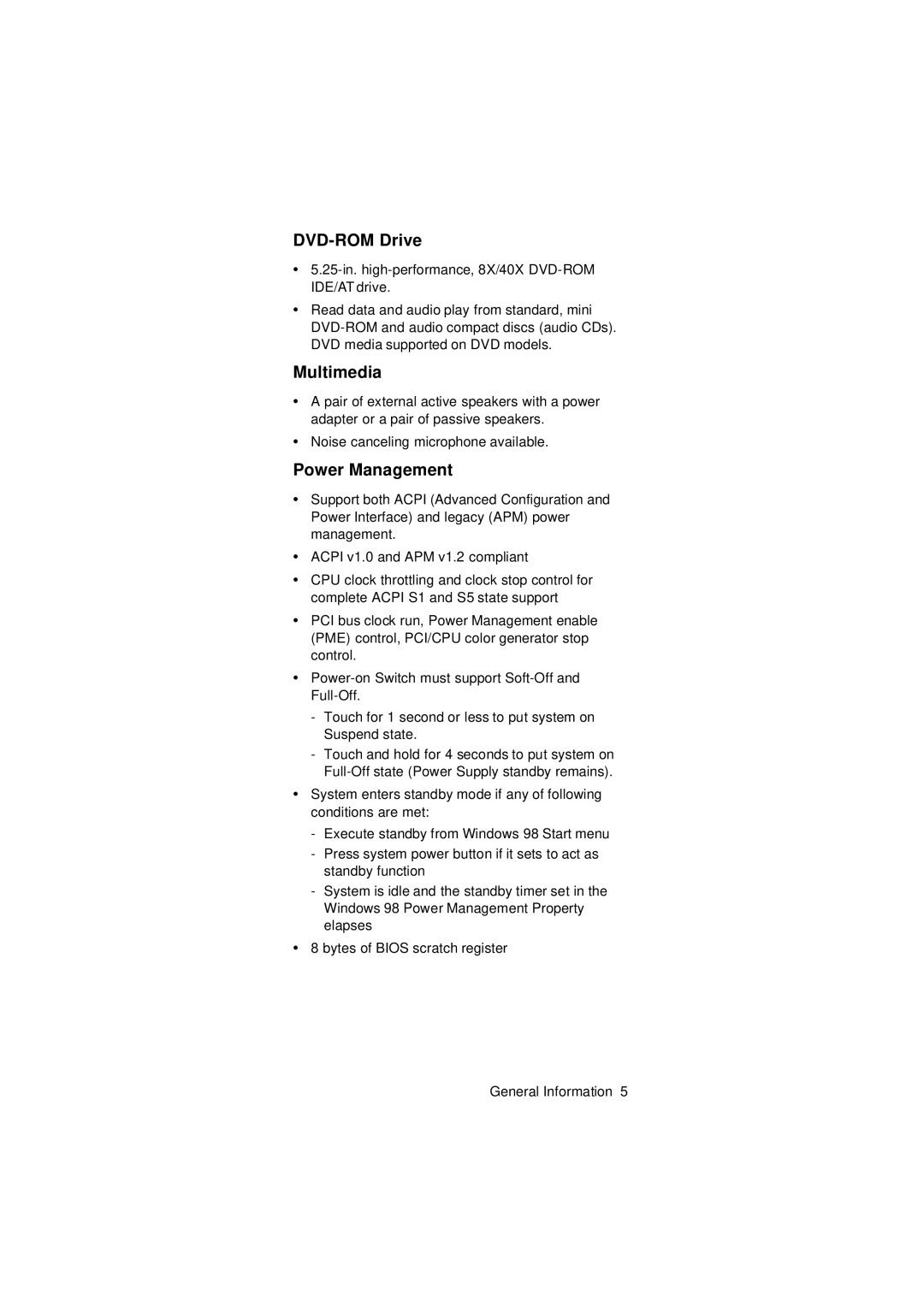 IBM 2274 manual DVD-ROM Drive, Multimedia, Power Management 