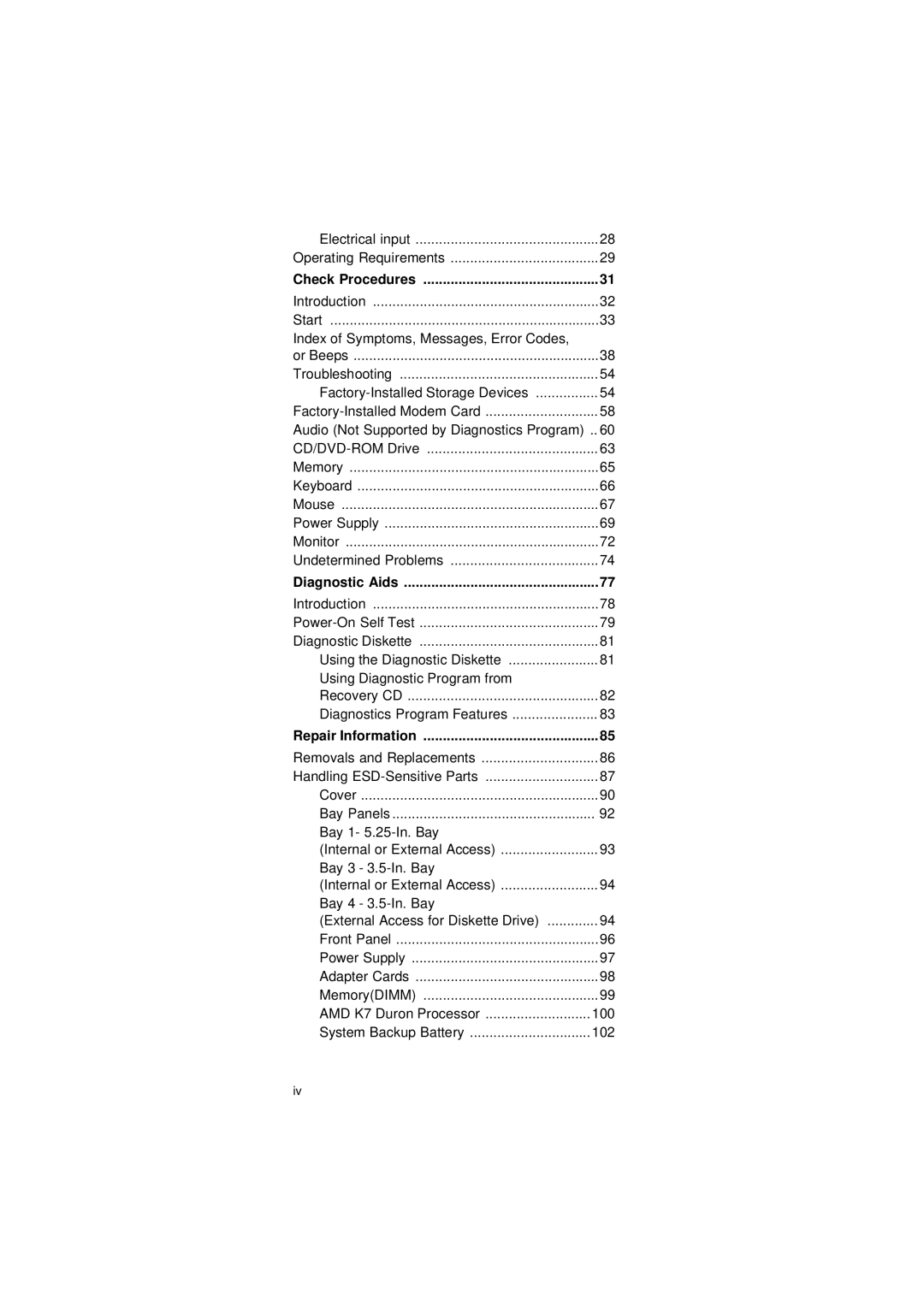 IBM 2274 manual Electrical input Operating Requirements, Check Procedures, Diagnostic Aids, Repair Information 