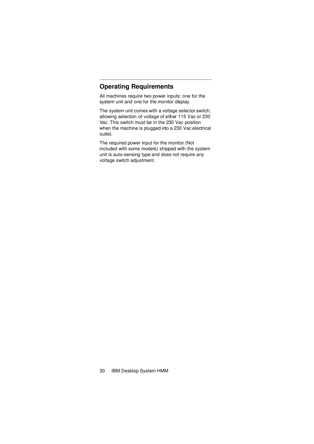 IBM 2274 manual Operating Requirements 