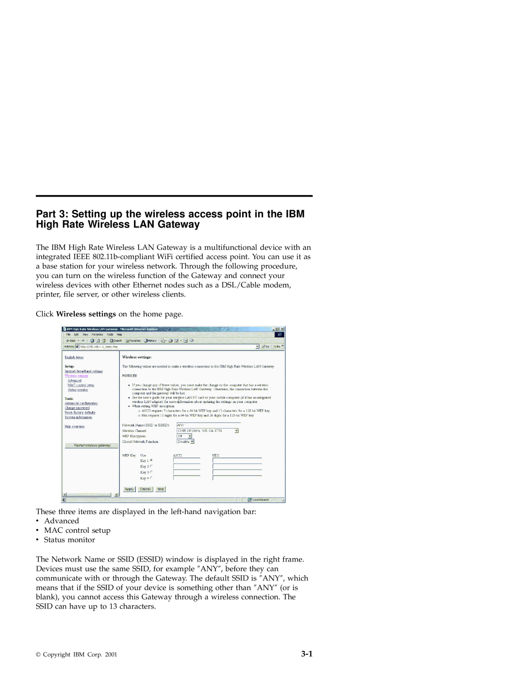 IBM 22P6415 manual Click Wireless settings on the home page 