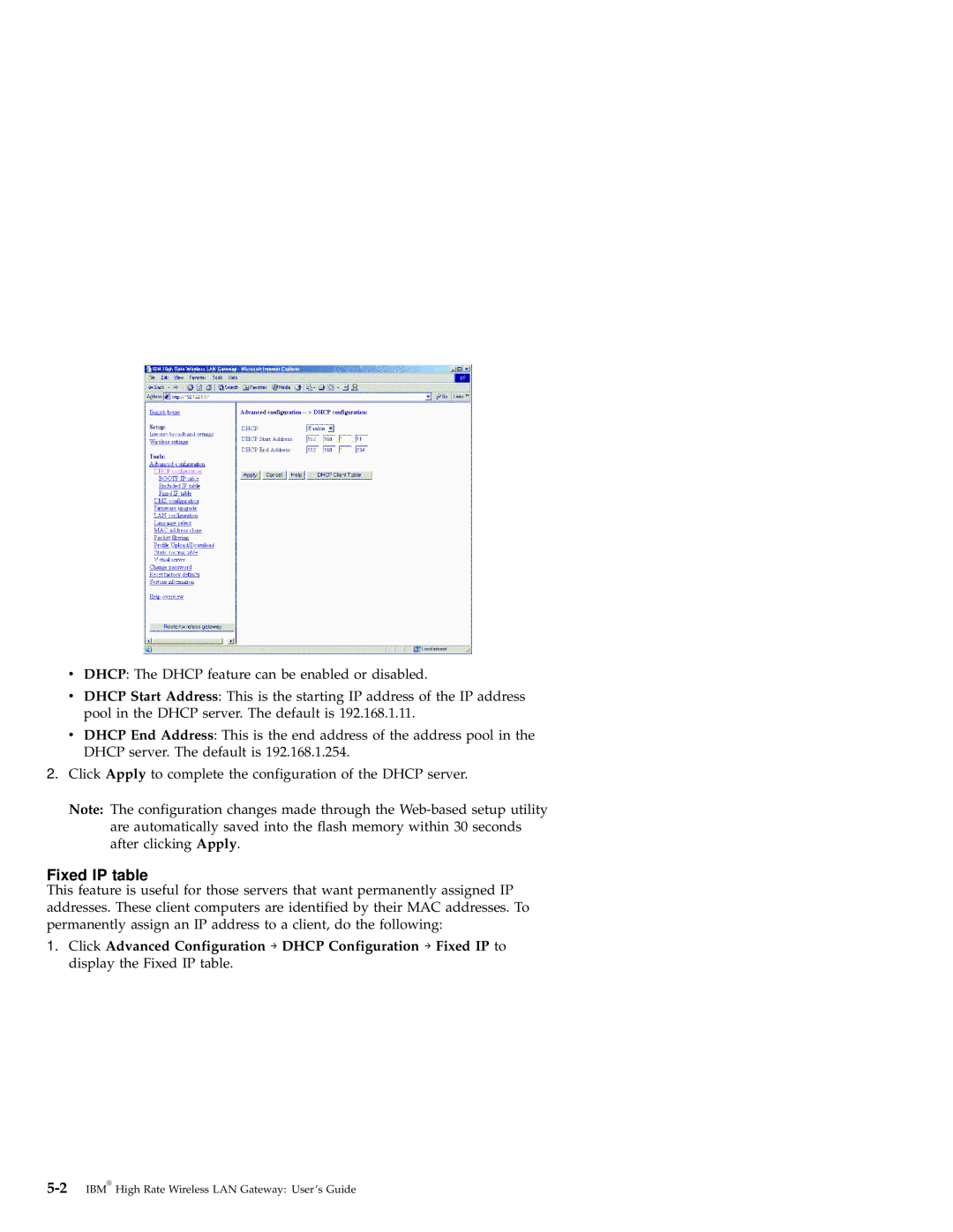 IBM 22P6415 manual Fixed IP table 