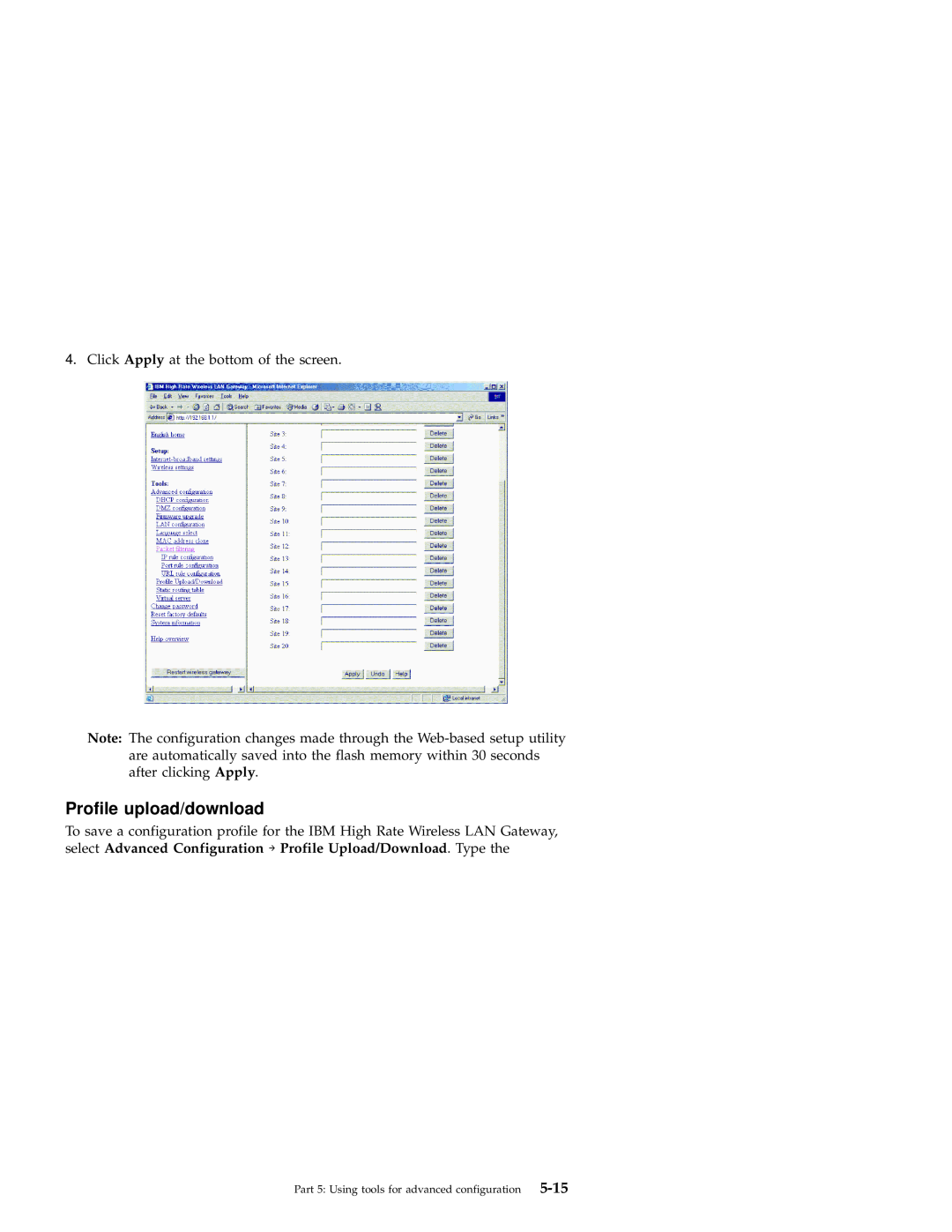 IBM 22P6415 manual Profile upload/download, 5-15 