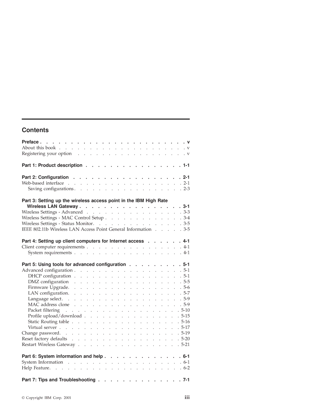 IBM 22P6415 manual Contents 