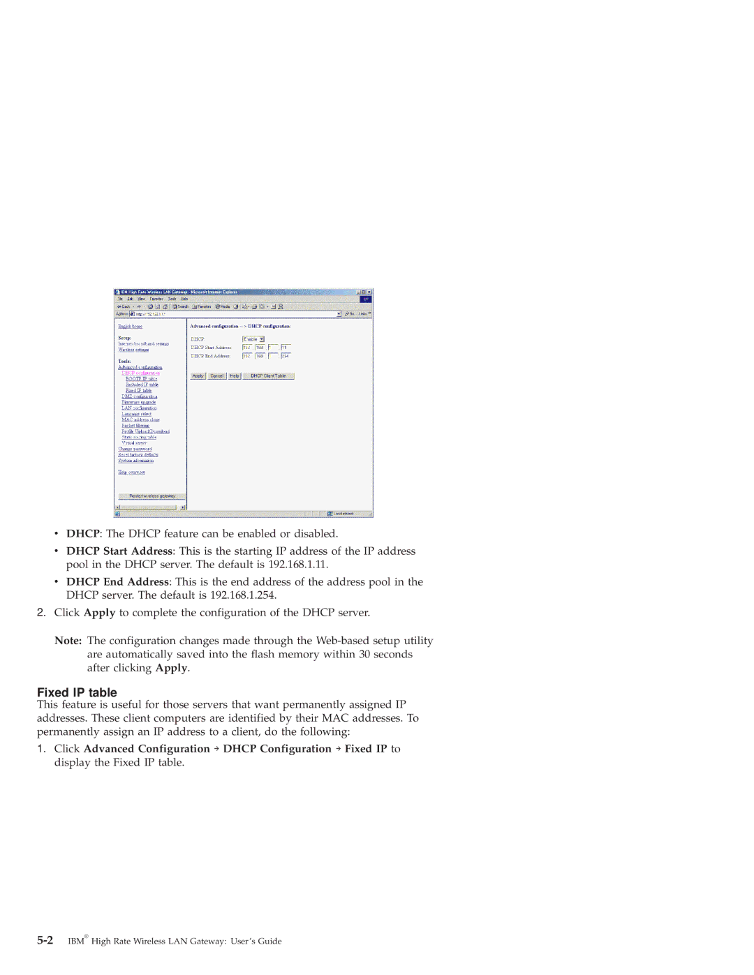 IBM 22P6415 manual Fixed IP table 