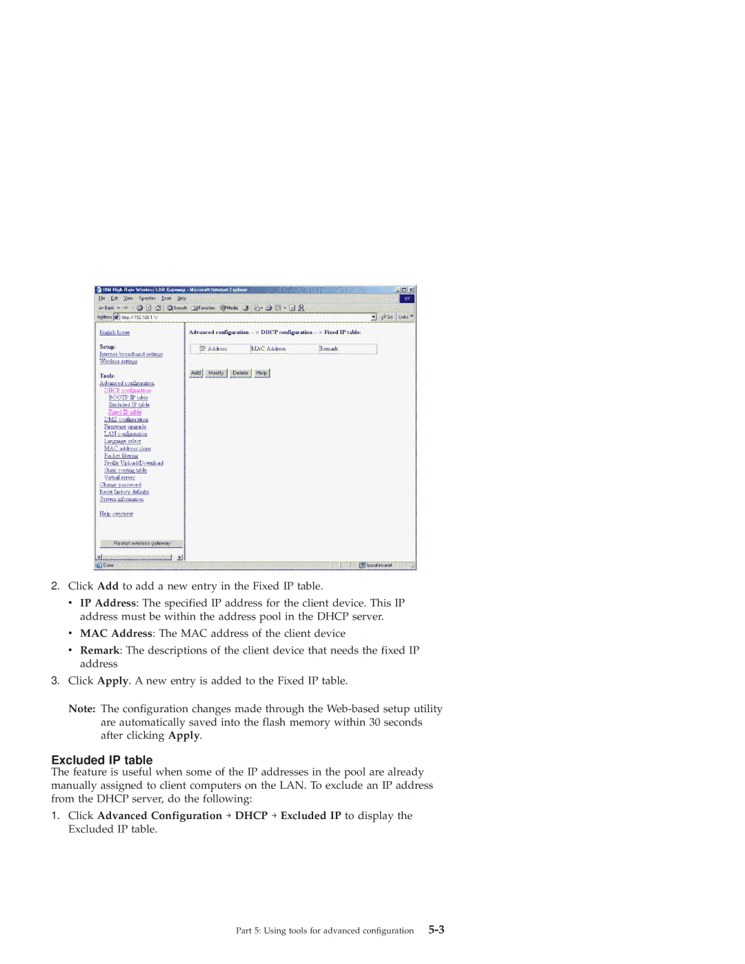 IBM 22P6415 manual Excluded IP table 