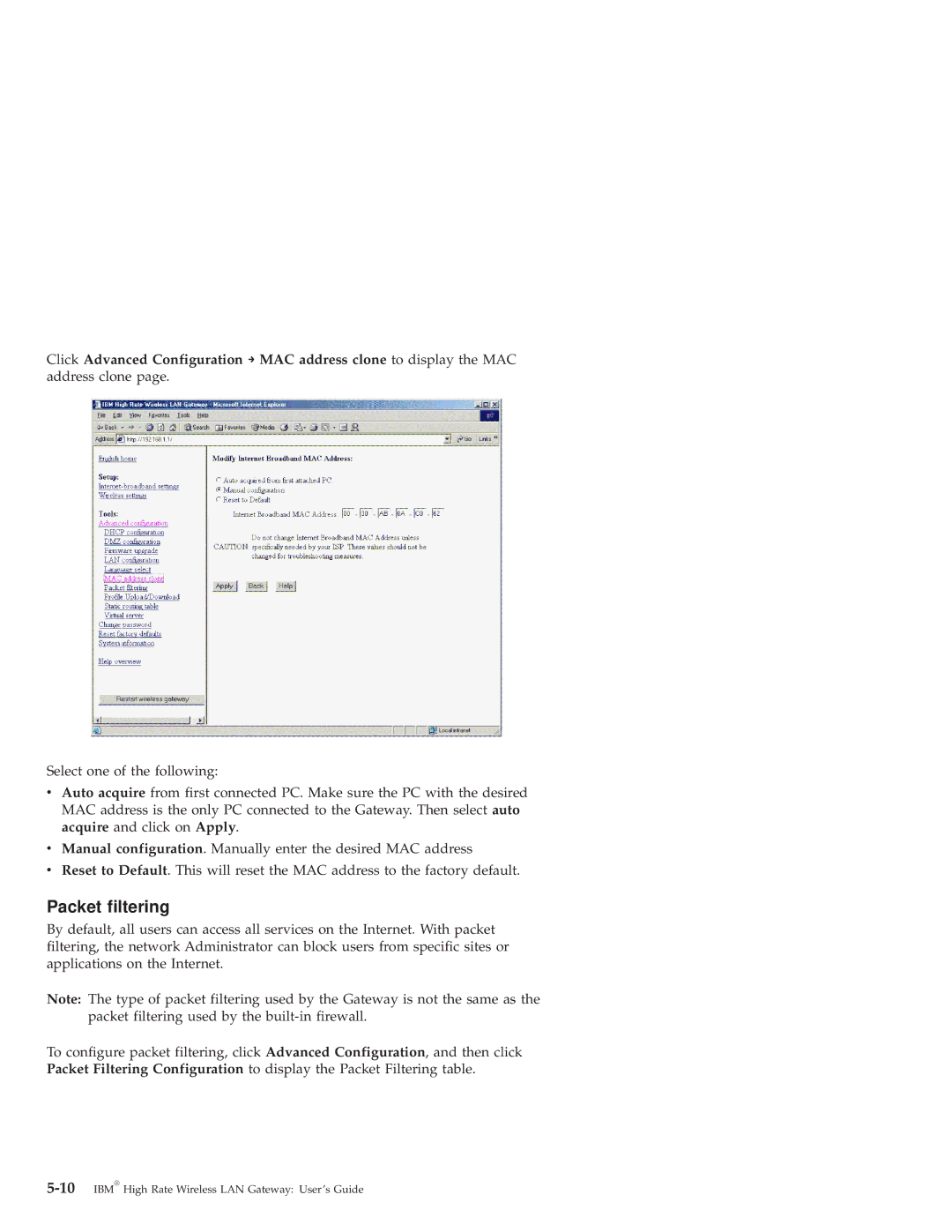 IBM 22P6415 manual Packet filtering 