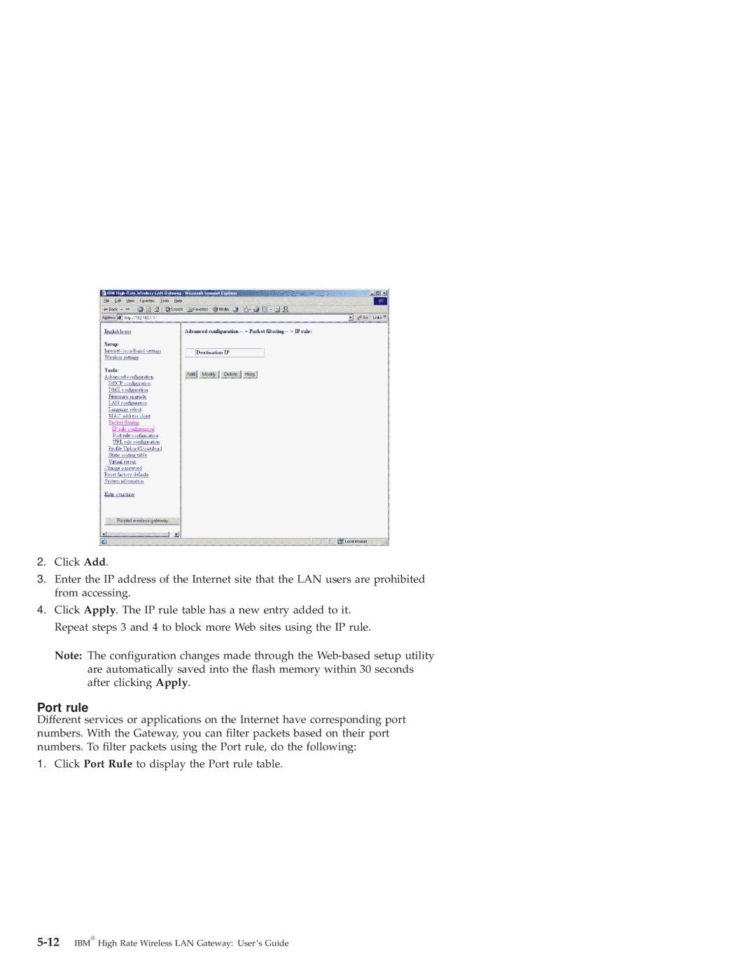 IBM 22P6415 manual Port rule 