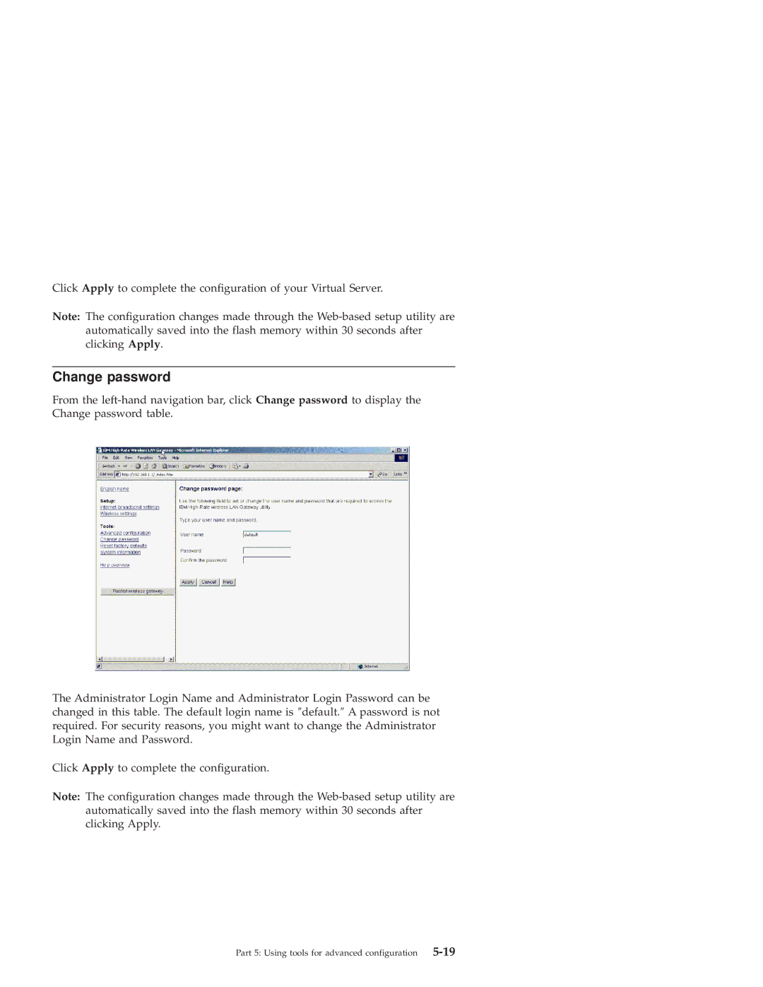 IBM 22P6415 manual Change password 