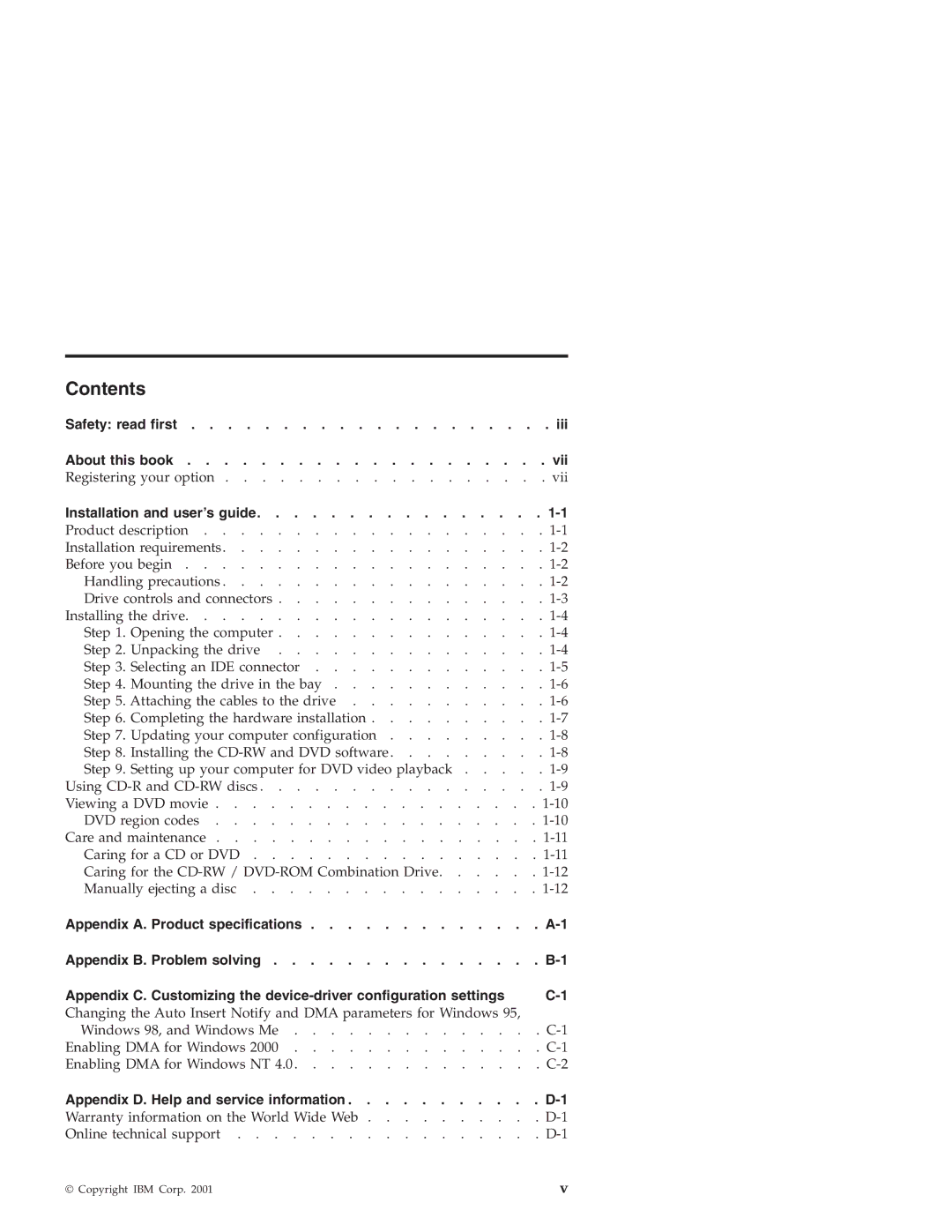 IBM 22P6959 manual Contents 