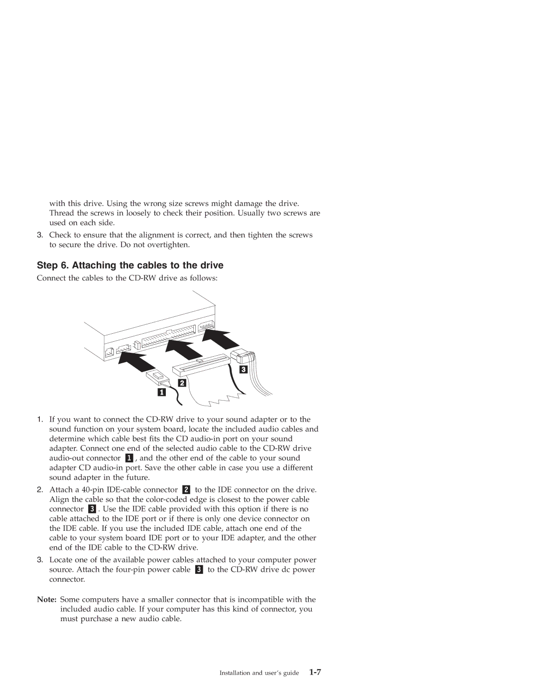 IBM 22P6969 manual Attaching the cables to the drive 