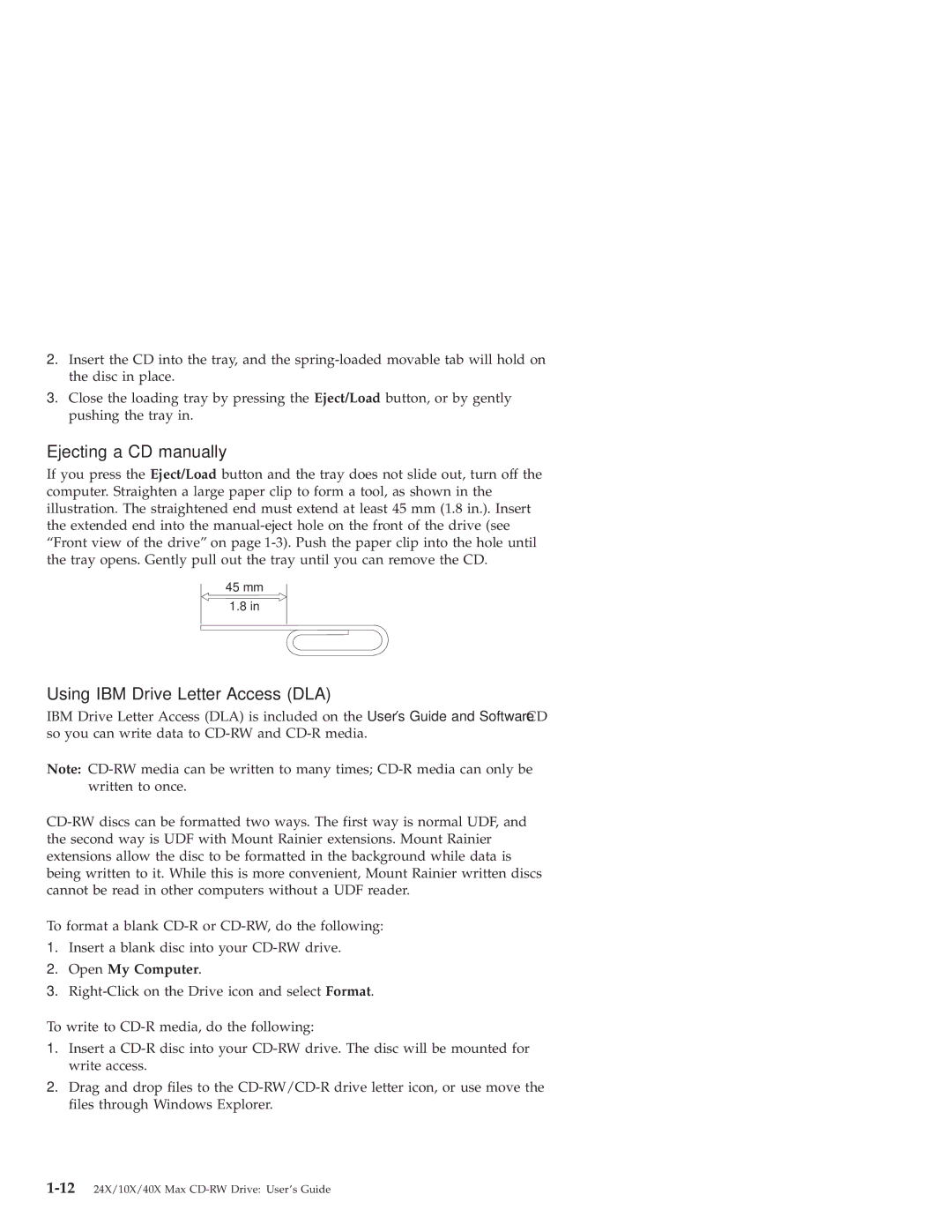 IBM 22P6969 Ejecting a CD manually, Using IBM Drive Letter Access DLA, Open My Computer 