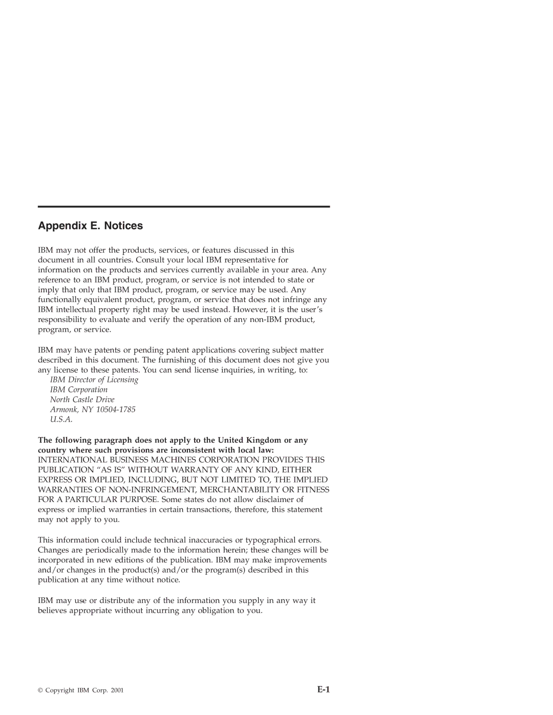 IBM 22P6969 manual Appendix E. Notices 