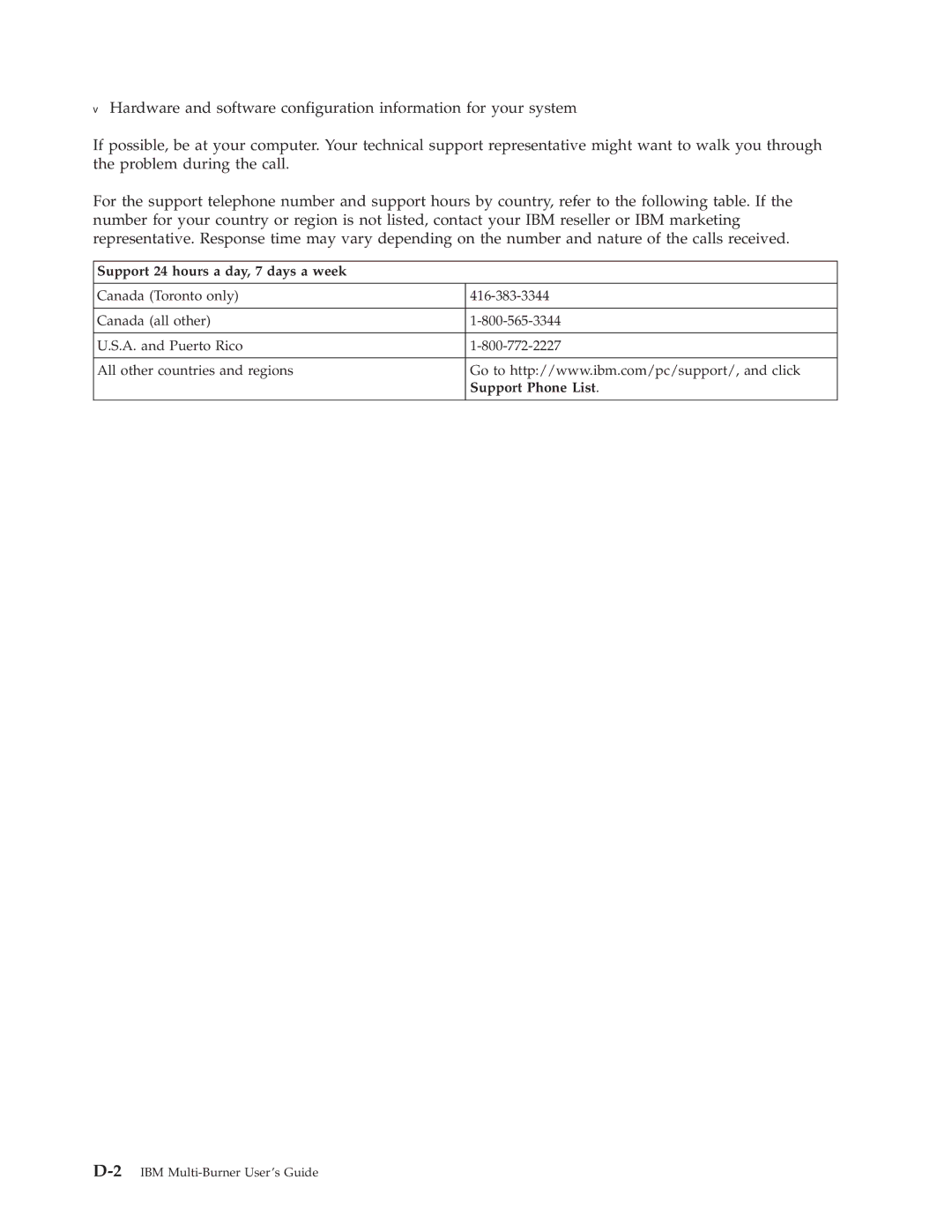 IBM 22P6972 manual Support 24 hours a day, 7 days a week 