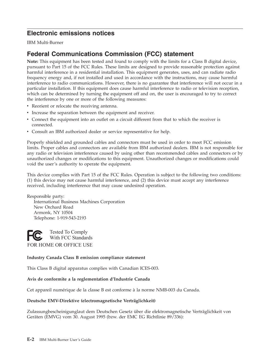 IBM 22P6972 manual Electronic emissions notices, Federal Communications Commission FCC statement 