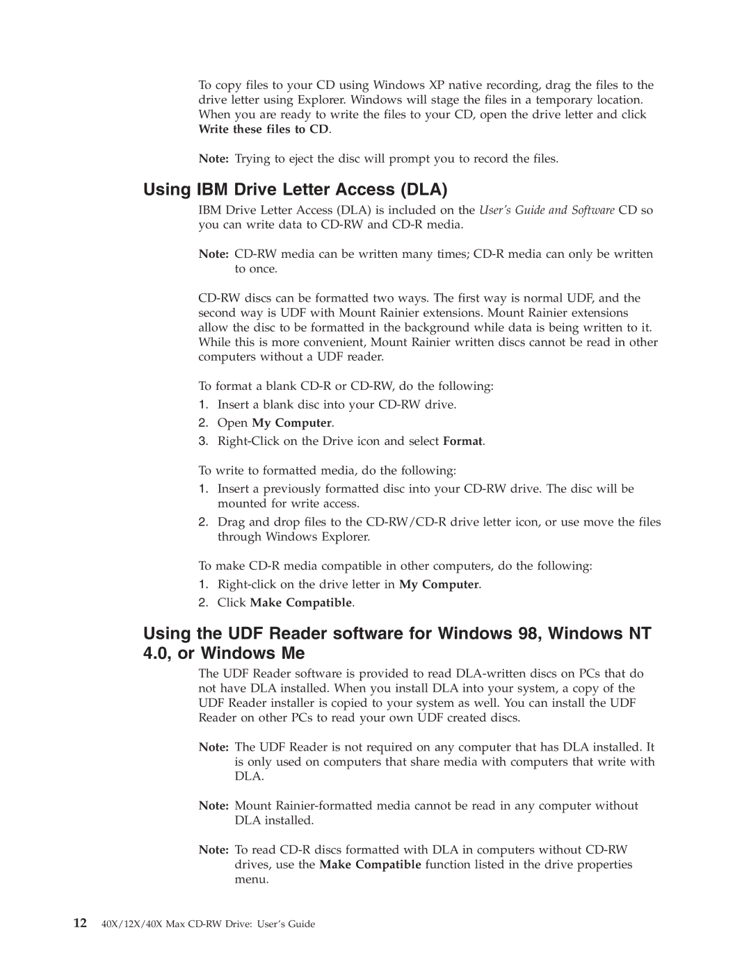 IBM 22P6979 manual Using IBM Drive Letter Access DLA, Open My Computer, Click Make Compatible 