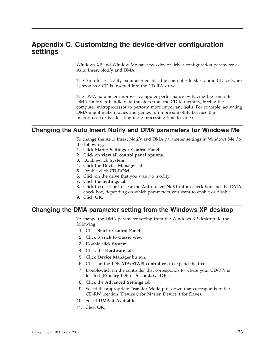 IBM 22P6979 manual Click the Device Manager tab, Click Start → Control Panel Click Switch to classic view 