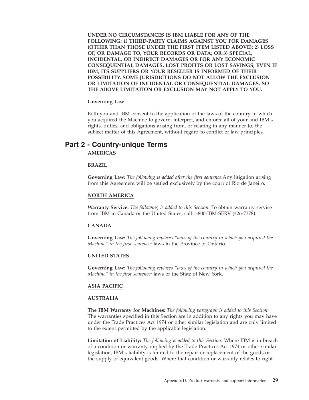 IBM 22P6979 manual Part 2 Country-unique Terms 