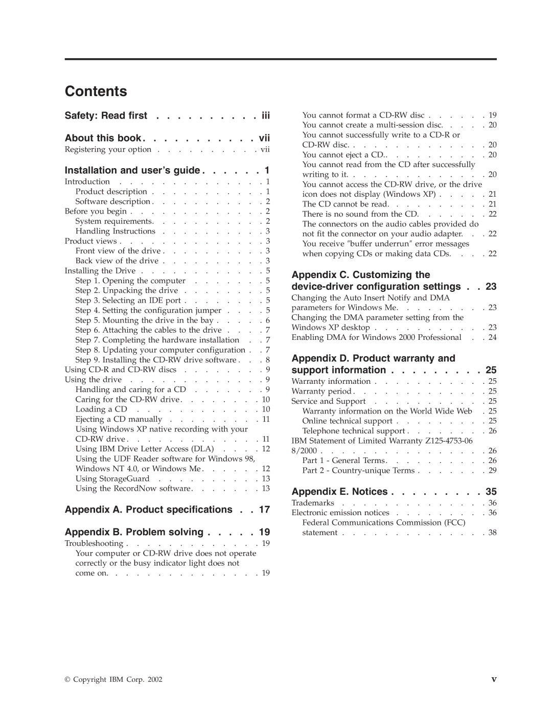 IBM 22P6979 manual Contents 