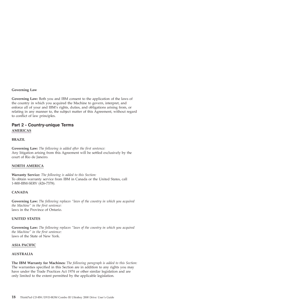 IBM 22P6982 manual Part 2 Country-unique Terms 