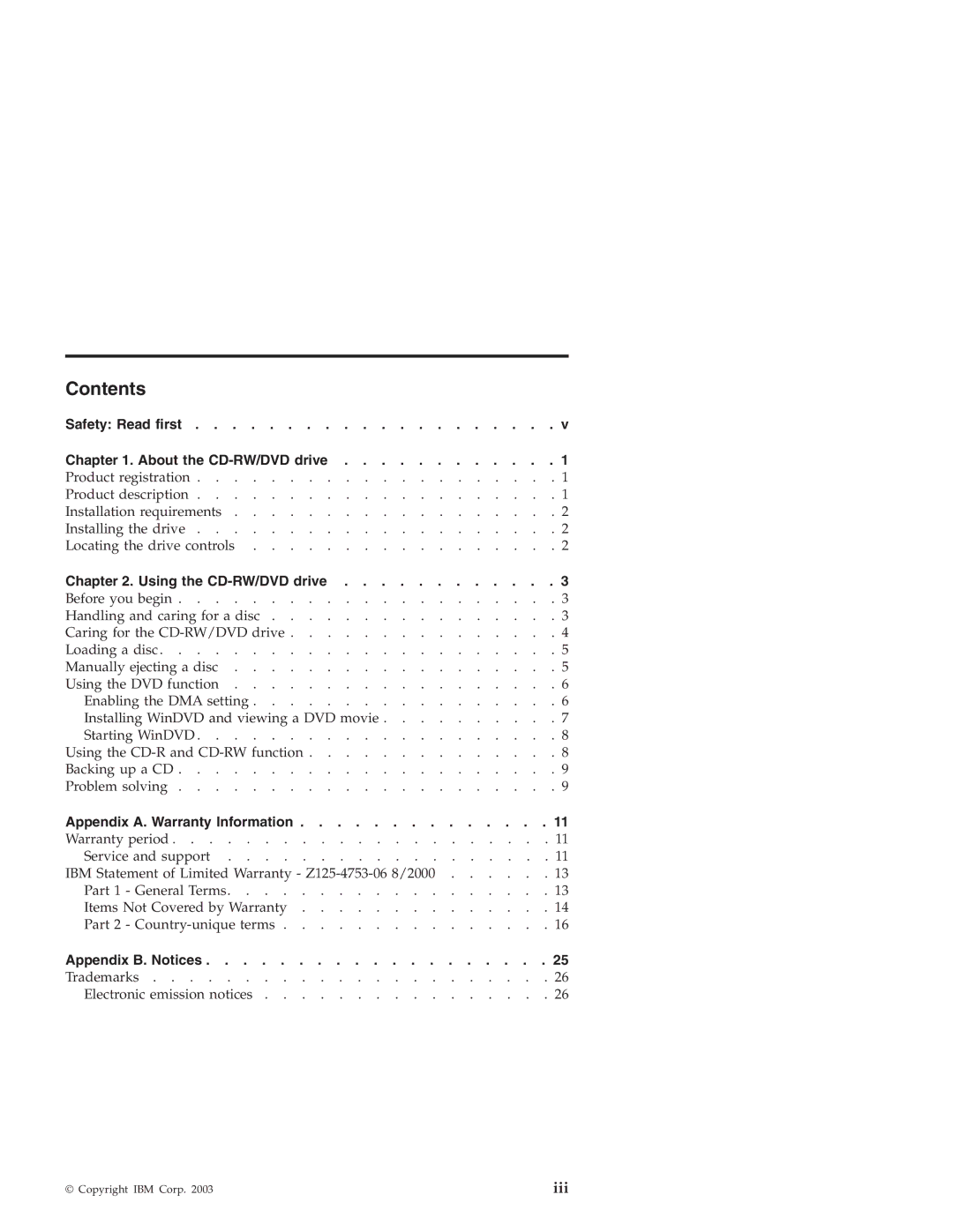 IBM 22P7007 manual Contents 