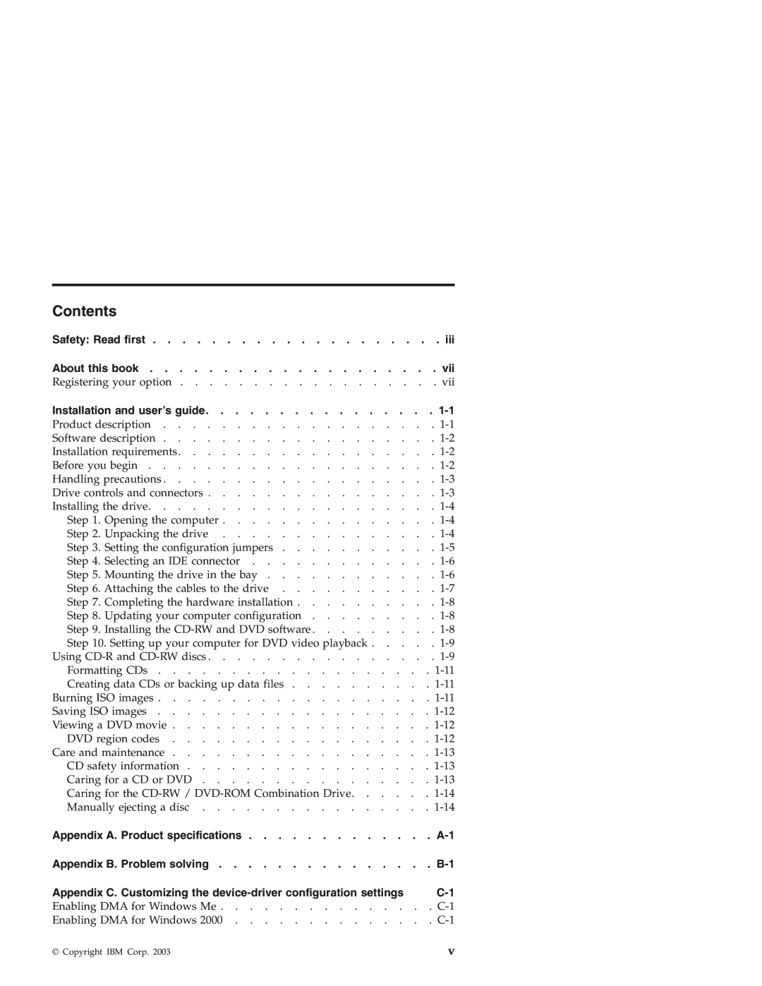 IBM 22P7035 manual Contents 