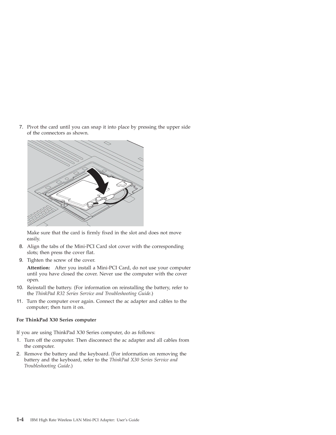 IBM 22P7713 manual For ThinkPad X30 Series computer 