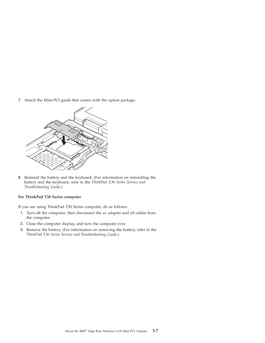 IBM 22P7713 manual For ThinkPad T30 Series computer 