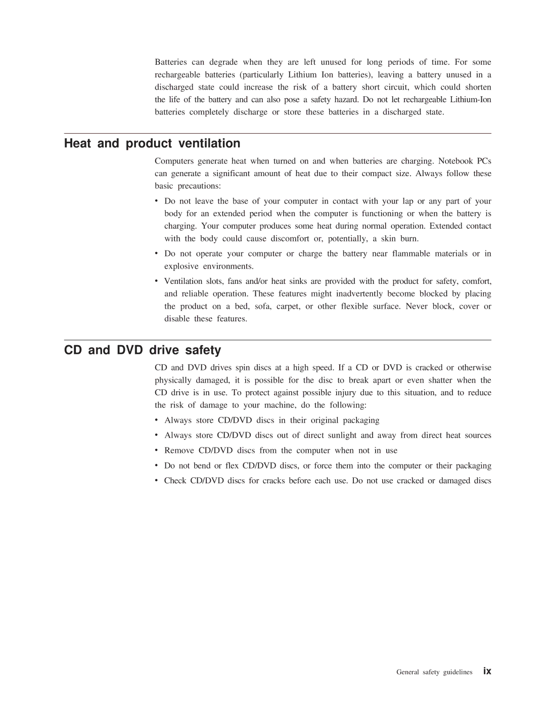 IBM 22P9218 manual Heat and product ventilation, CD and DVD drive safety 