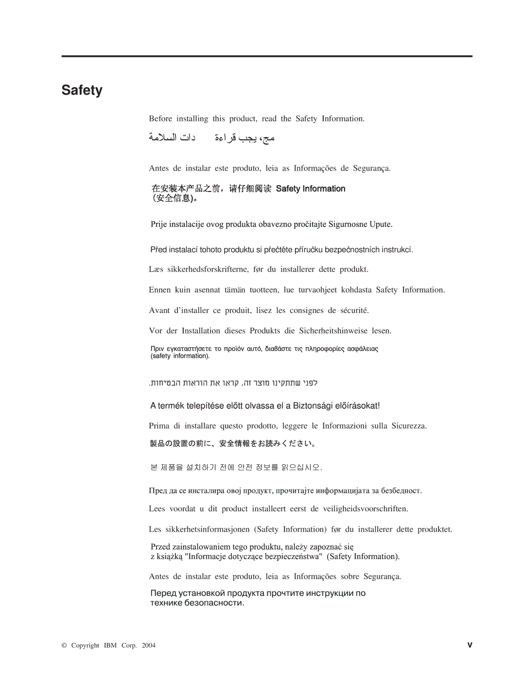 IBM 22P9218 manual Safety 