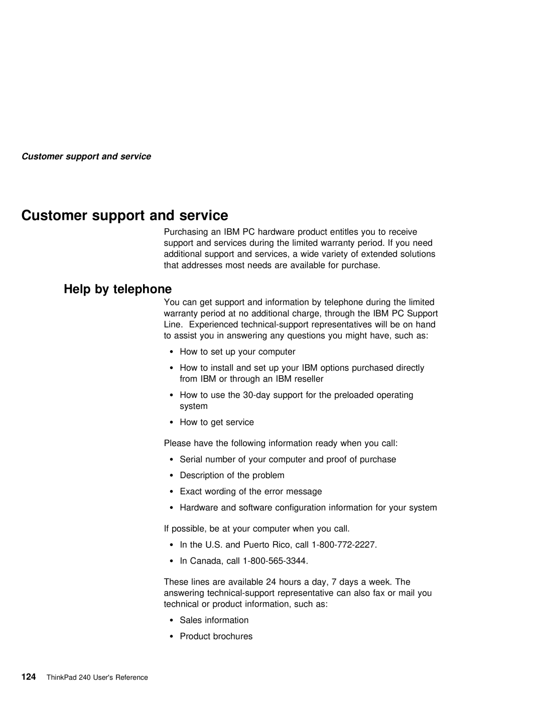 IBM 240 manual Service, Help by Telephone 