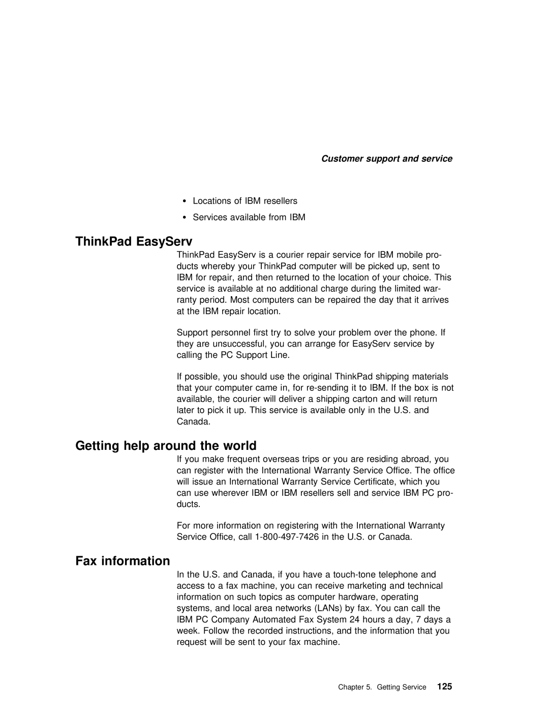 IBM 240 manual ThinkPad EasyServ, World, Fax information 