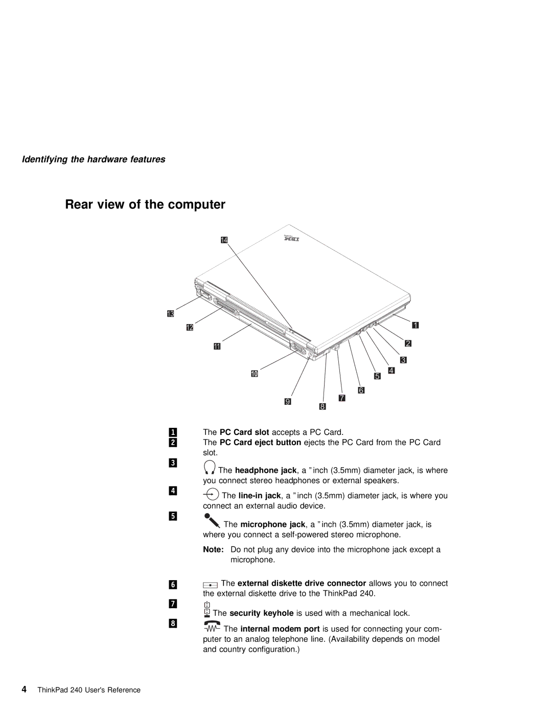 IBM 240 manual Rear view of the computer 