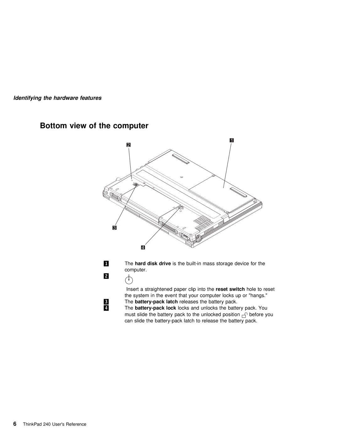 IBM 240 manual Bottom view of the computer, Hard disk Drive 