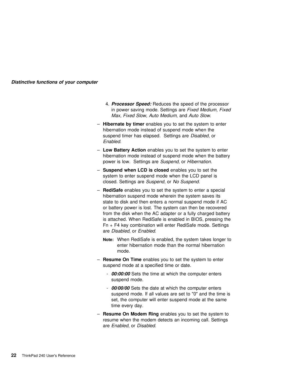 IBM 240 manual AndAuto Slow, Suspend when LCD is closed 