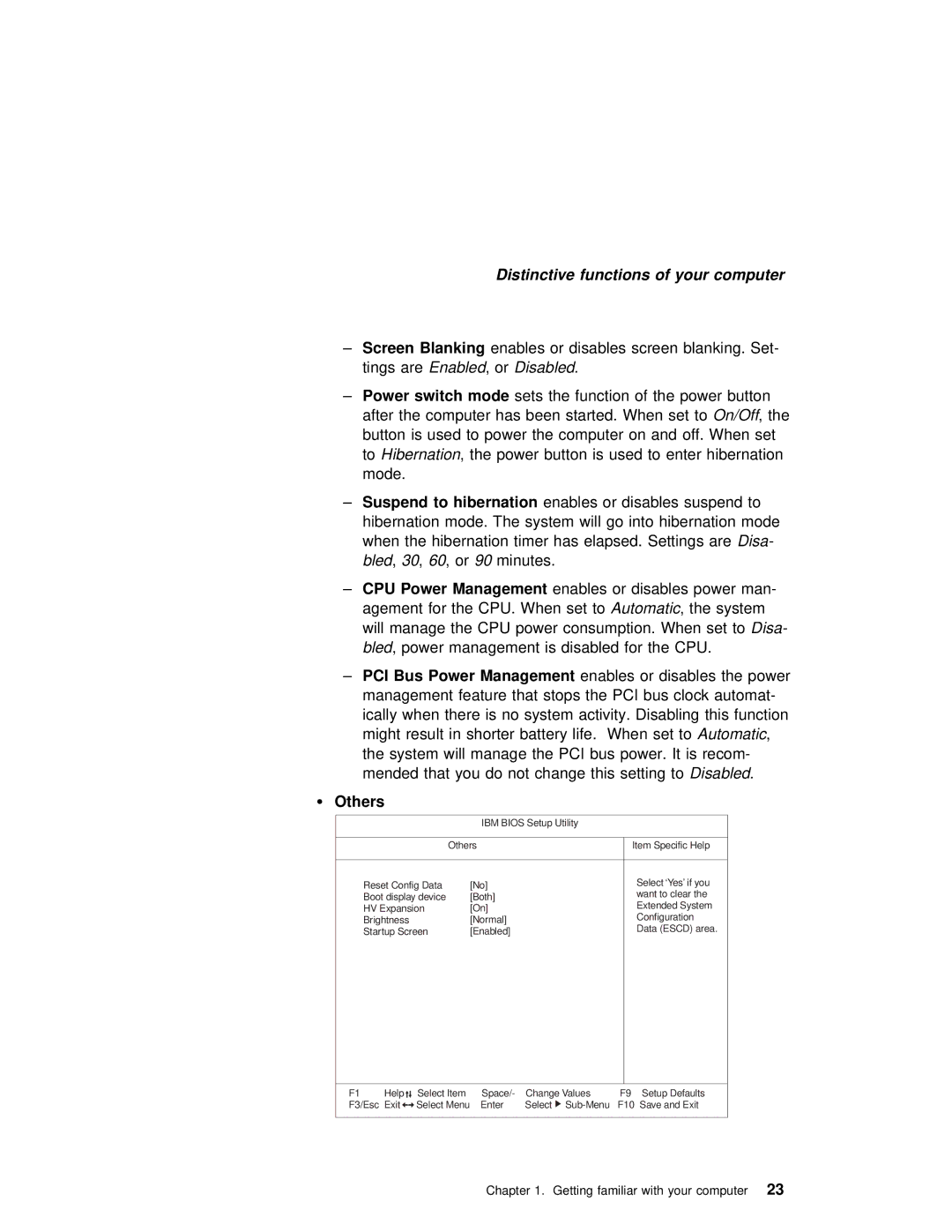 IBM 240 manual Power switch Mode, Others 