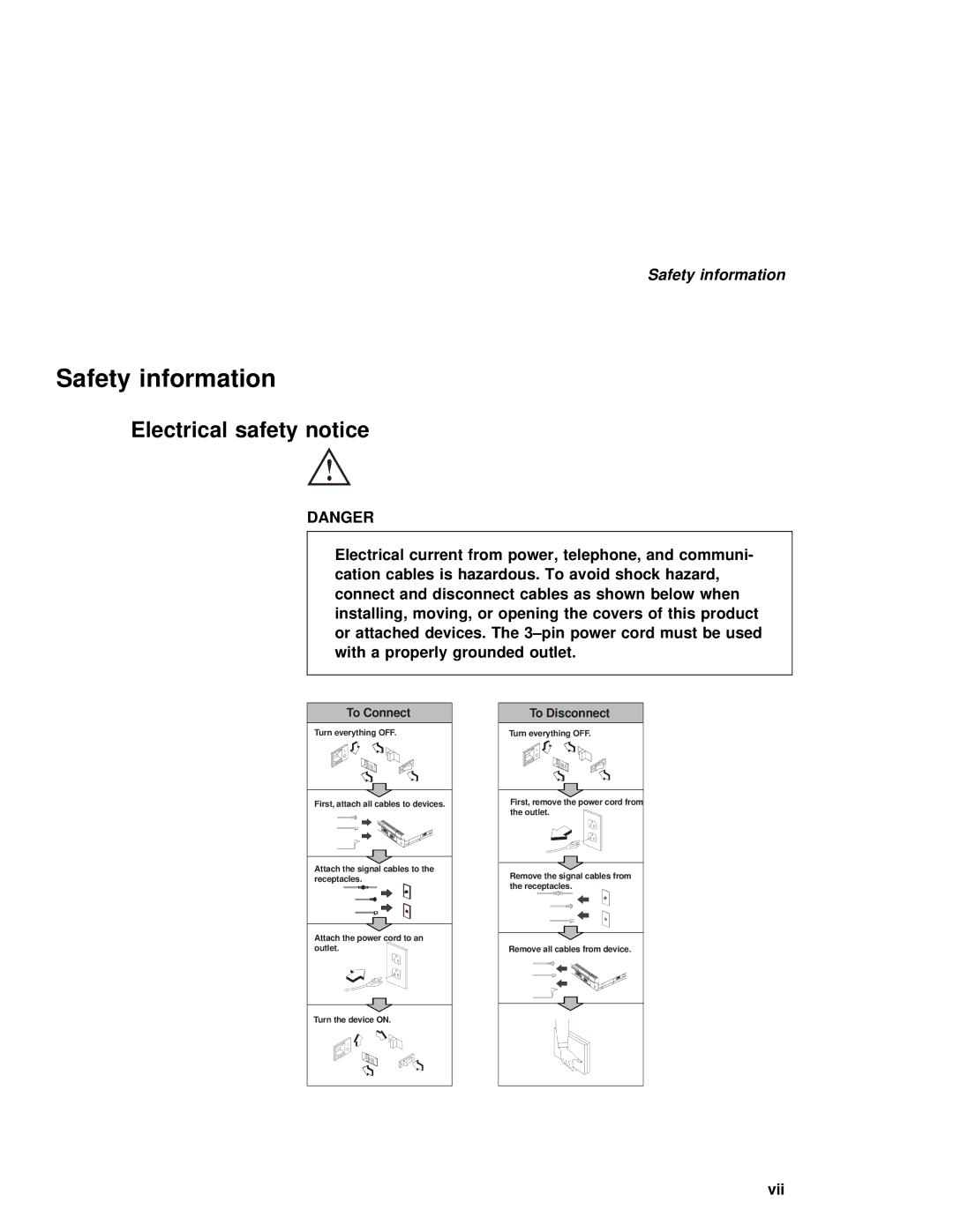 IBM 240 manual Safety information, Electrical safety notice 