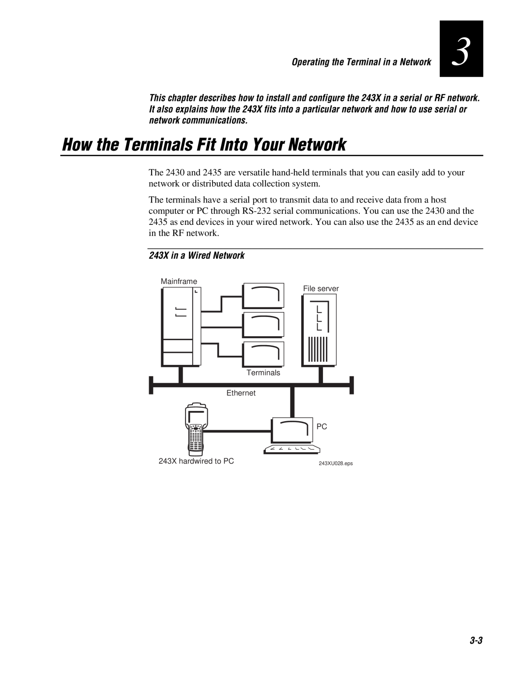 IBM user manual How the Terminals Fit Into Your Network, 243X in a Wired Network 