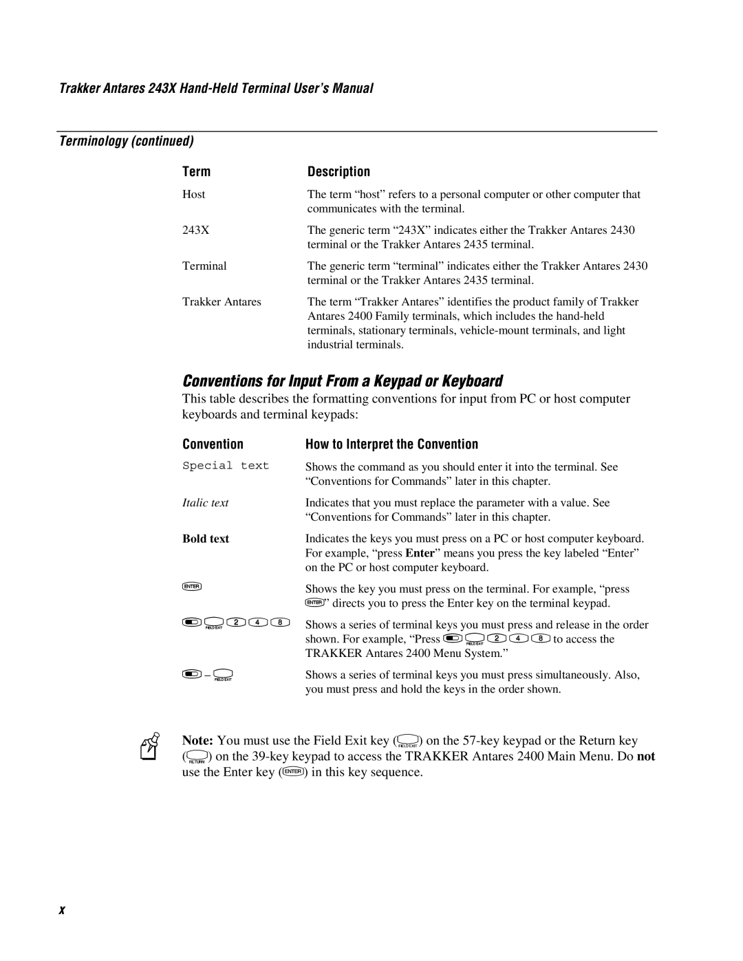 IBM 243X user manual Conventions for Input From a Keypad or Keyboard, Convention How to Interpret the Convention 