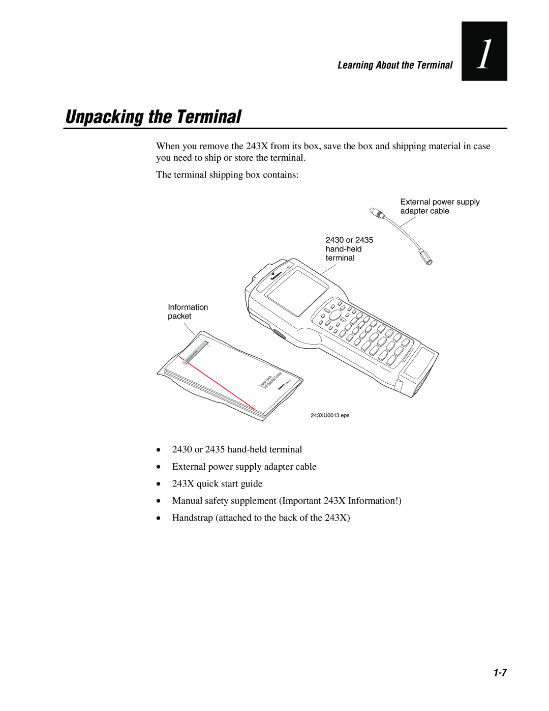 IBM 243X user manual Unpacking the Terminal 