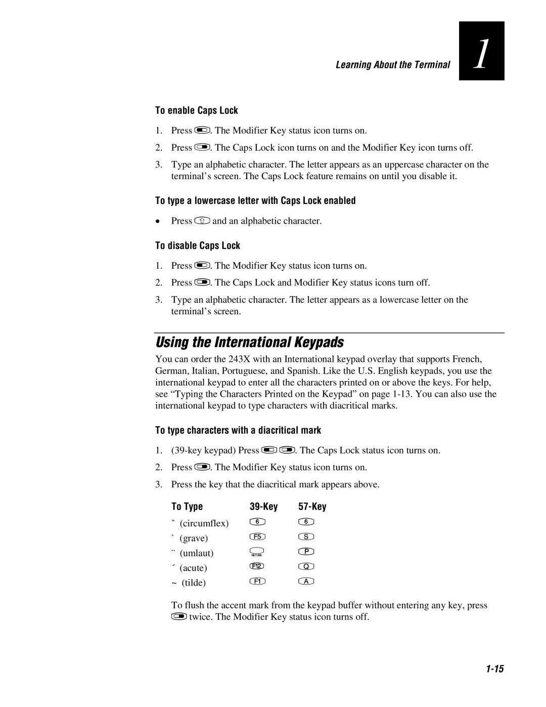 IBM 243X user manual Using the International Keypads 