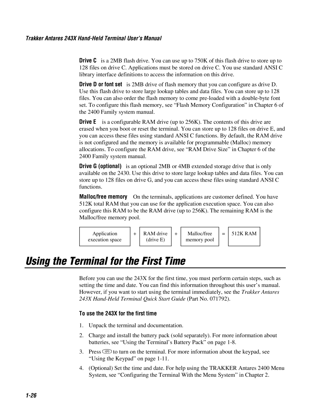 IBM user manual Using the Terminal for the First Time, To use the 243X for the first time 