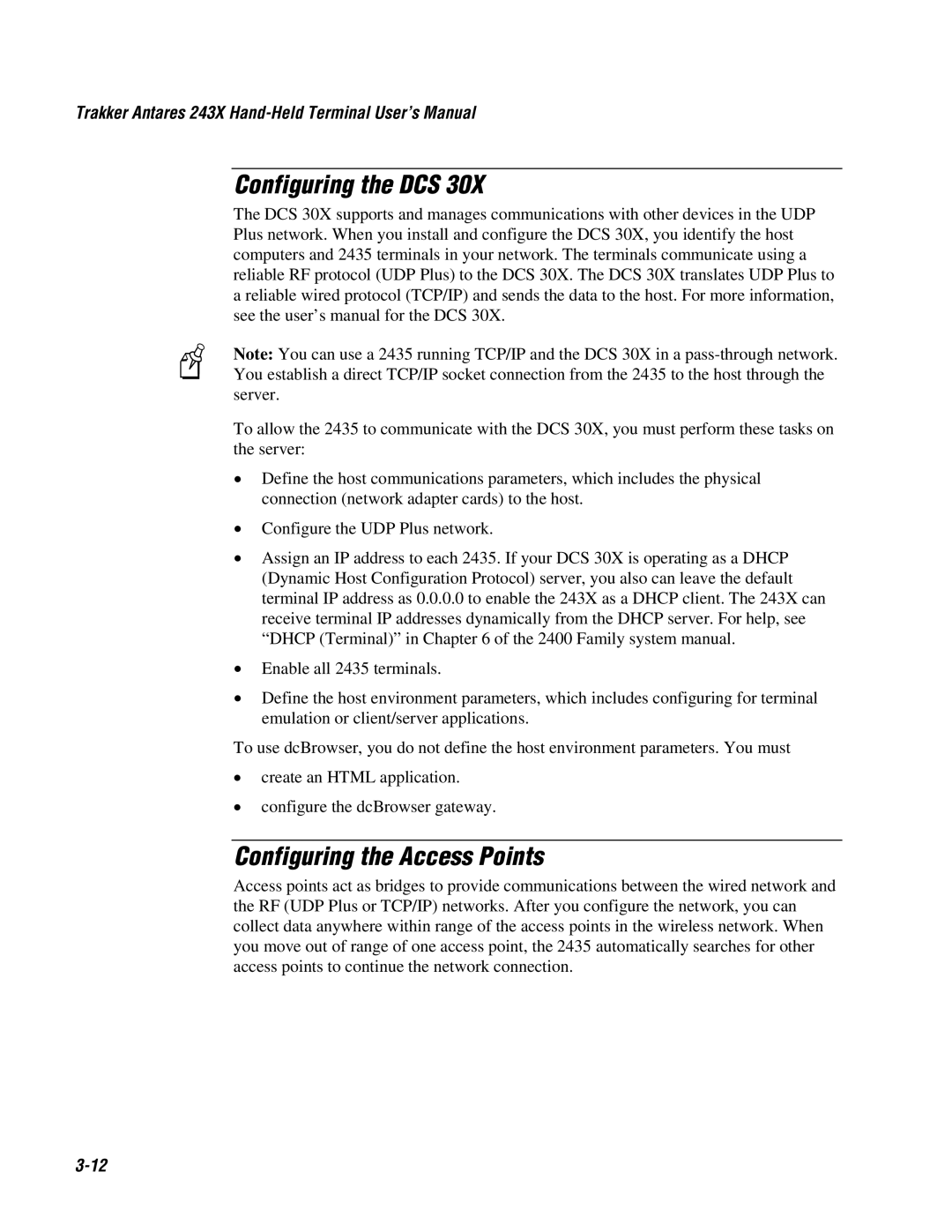 IBM 243X user manual Configuring the DCS, Configuring the Access Points 