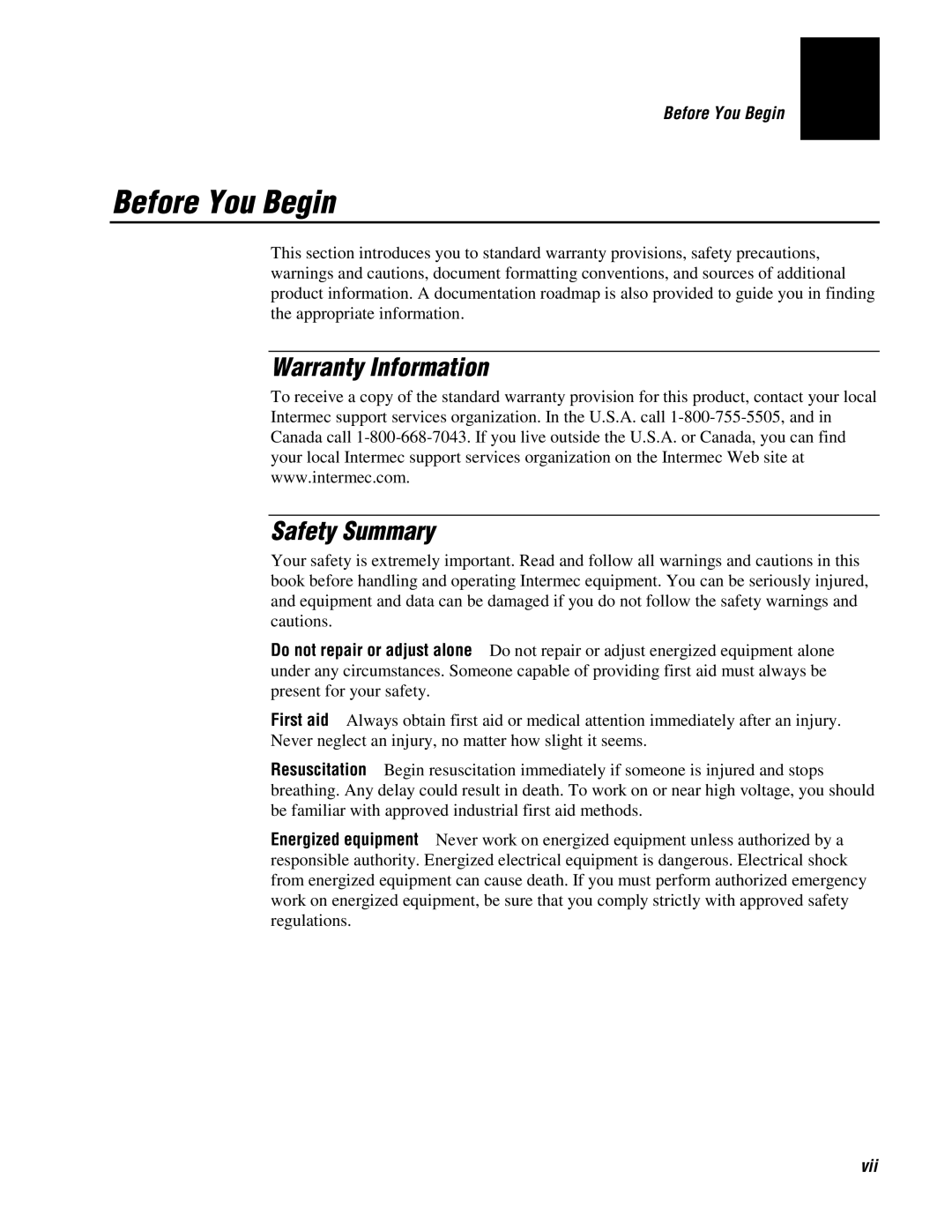 IBM 243X user manual Before You Begin, Warranty Information Safety Summary, Vii 