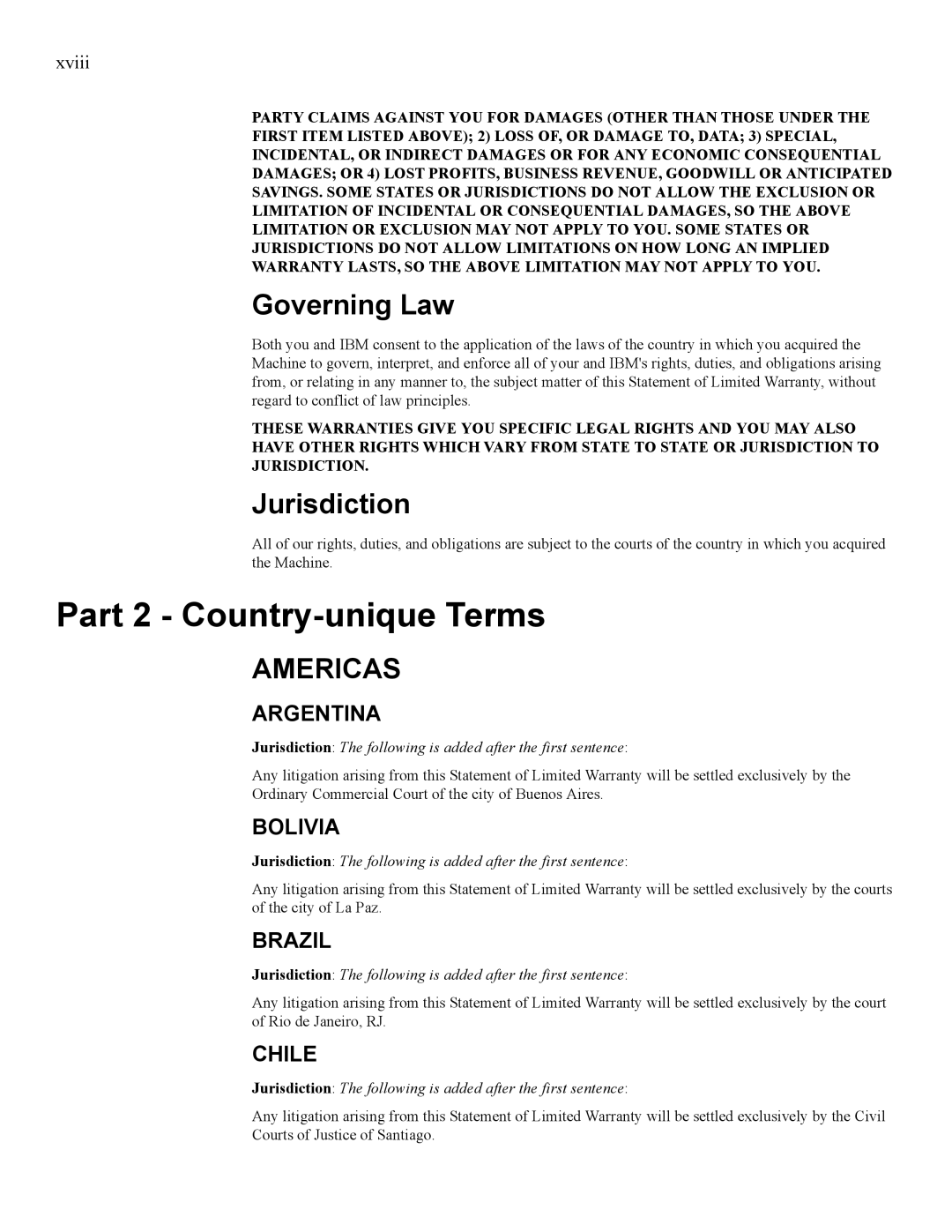 IBM 24R9718 IB manual Part 2 Country-unique Terms, Governing Law, Jurisdiction 