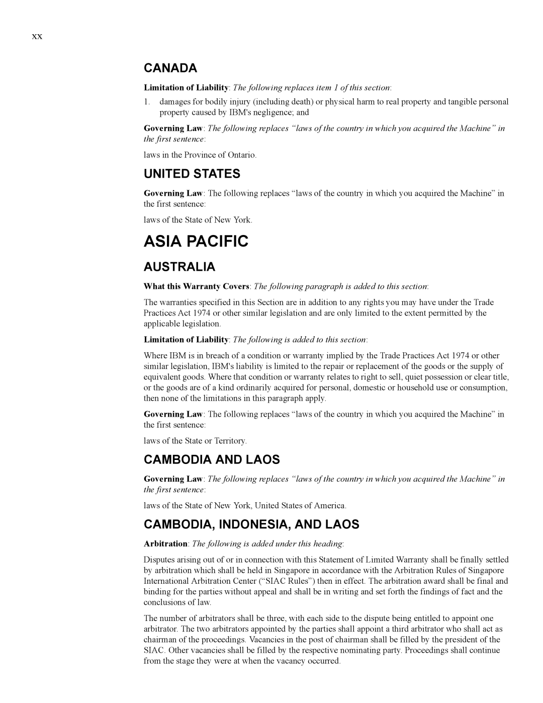 IBM 24R9718 IB manual Canada, United States, Australia, Cambodia and Laos, CAMBODIA, INDONESIA, and Laos 