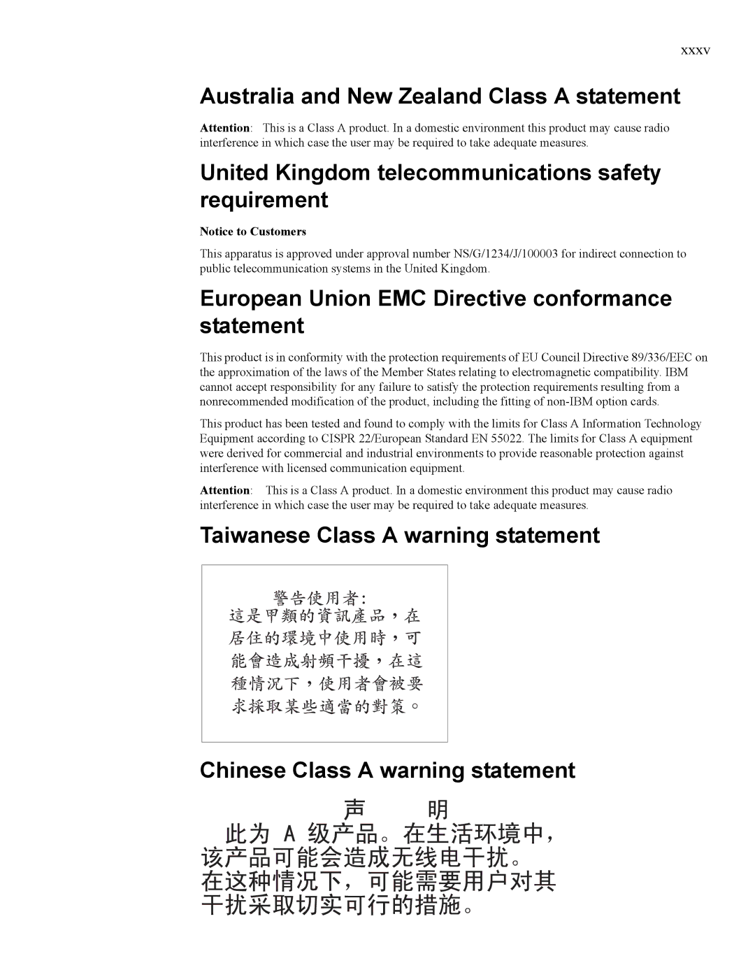 IBM 24R9718 IB manual European Union EMC Directive conformance statement 